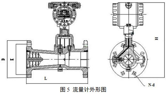 不銹鋼旋進(jìn)旋渦流量計(jì)外形圖